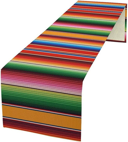 Mexican Table Runner,Colorful Stripe Art Table Runner for Kitchen Dining Table Home Party Decoration 13x72 Inch