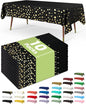 Pureegg Plastic Table Cloth Disposable 10 Pack, 54 x 108 Inch Table Cloths, Graduation Decorations Class of 2025, Graduation Tablecloths, Rectangle, Plastic Cover, Leakproof & Sturdy, Black and Gold