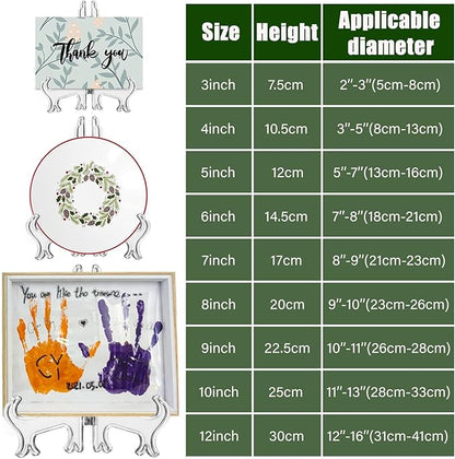 6 Pack 8 Inch Clear Plastic Easels or Stand/Plate Holders to Display Pictures or Other Items at Weddings, Plate Stands for Home Decoration, Birthdays, Tables