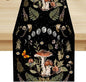 Mushroom Kitchen Table Runner, Boho Vintage Wild Flower Gothic Witchy Moonlit Forest Plant Table Runner for Bedroom Living Room Kitchen Dinner Table, 13x70 Inch