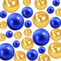 300Pcs Vase Filler Blue and Golden Yellow No Hole Faux Pearl Beads for Vase Filling Decorations, Candle Centerpieces, Wedding Centerpieces, Home Party Decor (8/14/20mm)