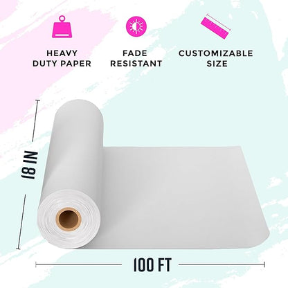 Bryco Goods 18”x1200” (100’) White Kraft Paper Roll - Pack of 2 - Easel Paper for Arts & Crafts, Floor Covering, Packaging, Gift Wrapping, Bulletin Boards - Made in The USA