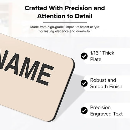 My Sign Center Magnetic Almond Black Name Tags, Personalized - 1.5x3 Inches, Durable Engravable Impact Material, Made in USA