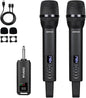 Dual Rechargeable Wireless Microphones, Pro Handheld Cordless Mics System with Echo Treble BASS VOL Control for Karaoke Singing Church Party, 1/4'' Output, Black