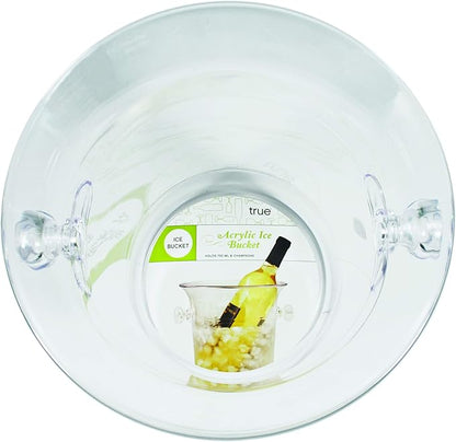 True Clear Acrylic Ice Bucket with Handles, 3-Liter Capacity, Durable Wine and Champagne Bucket, Perfect Ice Buckets for Parties, BBQs, Weddings, Picnics, Holidays, Outdoors, 8.75" x 8.25", Set of 1