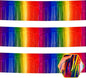 3 Pack 10 Feet Dark Rainbow Foil Fringe Garland Metallic Tinsel Streamers Banner Wall Hanging Curtain Backdrop for Parade Floats, Christmas, Valentine's Day, Thanksgiving, Birthday Party Decorations