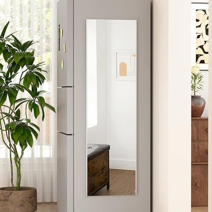 55"x16" Magnetic Mirror Lightweight Full-Length Mirror | Strong Adhesion, Easy Installation | Suitable for Refrigerators, Glass Walls, Wooden Doors, and More | 8.2kg Ultra-Strong Support | Silver