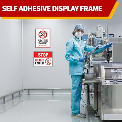 Magnetic Sign Holder 8.5 x 11 - Rigid Plastic Wall Sign Holder Reusable Adhesive Frames, Magnetic Frame for Refrigerator Door Window, Clear Rigid Print Protectors for Paper Picture, 5 Pack