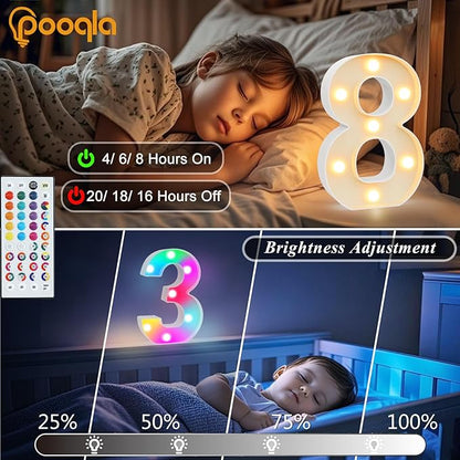 Pooqla 50th Birthday Decorations for Her Him, 35 Colors LED Light Up Numbers with Remote, Multicolor Marquee Numbers 50 Sign for Party Wedding Anniversary Decor 50th Birthday Gift, Number 50