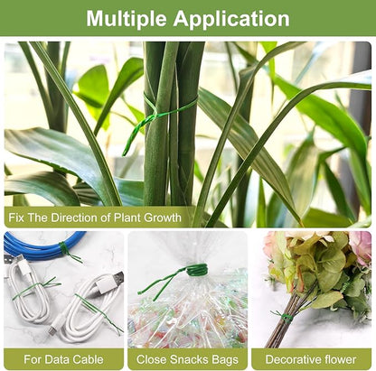 SumDirect Plant Ties,1312FT/400m Green Garden Twist Ties with Cutter for Gardening Plants Growth and Care,Plant Garden Twine Wires for Office Home Cable Organization (1312 Feet / 400 Meters(2 Rolls))