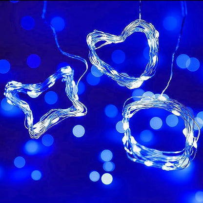 16 Pack Led Fairy Lights Battery Operated String Lights 10 Feet 30 LED Waterproof Twinkle Lights Mason Jar Lights Silver Wire Firefly Lights for Christmas Party Wedding Patio (Blue)