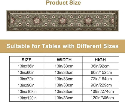 Vintage Paisley Floral Table Runner, Brown Boho Rustic Farmhouse Flower Pattern for Home Kitchen Table Decor Dining Coffee Room Party Decor 13x72in