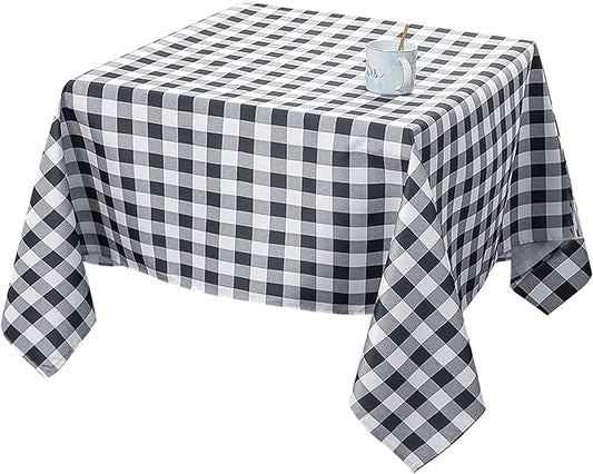 Biscaynebay Fabric Tablecloths 70x70 Square, Black/Grey Scottish Plaid Card Table Cloth Folding Table Cover Water Resistant for Dining, Kitchen, Wedding and Parties, etc Machine Washable