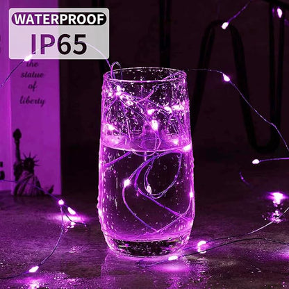 Aogist 12 Pack Fairy Lights 3 Modes 7ft 20 LED Waterproof,Battery Operated Silver Wire Firefly Starry Moon Mini String Lights for Mason Jars Christmas DIY Crafts Wedding Party Bedroom,Pink