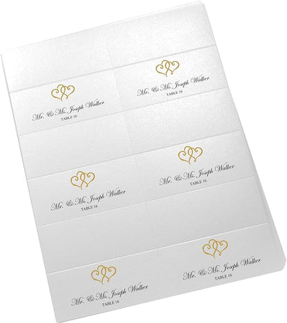Linked Hearts Printable Place Cards, Gold (Choose Color), Set of 60 (10 Sheets), Laser & Inkjet Printers - Wedding, Party, Dinner, and Special Events - Made in the USA