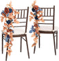 Ling's Moment Fall 10pcs Wedding Chair Decorations Aisle Floral Swag Artificial Pew Flowers Hanging Garland Terracotta Burnt Orange & Navy Blue for Ceremony Reception Church Rose Floral Party Outdoor