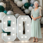 Marquee Numbers 3 Feet Tall Big Light Up Numbers 90th Birthday Decorations Women Men White Anniversary Party Decor Large Cardboard Prop Backdrop Sign 90