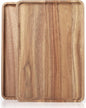 2 PCS 16 x 12 in Large Solid Acacia Wood Serving Trays Rectangular Wooden Serving Platters Natural Wooden Boards for Bar Coffee Party（Wood Log Color）