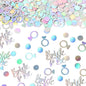 230PC Wedding Confetti Bridal Shower Decorations Bride To Be Ring Confetti Scatters Suitable for Iridescent Themed Bachelorette Engagement Hen Party Decor