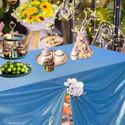 Fitable Sequin Tablecloth for Parties 52x70 Inch - Sparkle Glitter Laser Rectangle Overlay for Independence Day Decoration Ceremony Birthday Holiday Banquet Decor, Blue