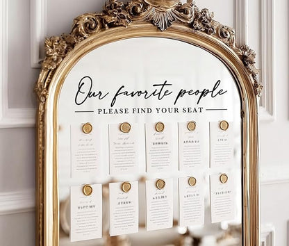 Our Favorite People Decal for Calligraphy Wedding Seating Chart Sign for Vinyl Sign Please Find Your Seat Mirror Vinyl Decal (Black, 17 inches Wide)