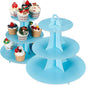 2Pcs 3-Tier Cupcake Stand, Cake Stand holder, Tiered DIY Cupcake Stand Tower for Dessert Table Displays, Birthday Theme Party Favors Decoration, Floral Tea Party, 12" W x 12.8" H, Light Blue