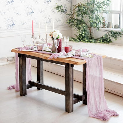 Light Pink Cheesecloth Table Runner Set of 2, 12 ft Cotton Gauze Runner Rustic Table Decorations, Cheese Cloth Fabric Bulk for Party Decor, Bohemian Table Runner Extra Long Boho Cheese Cloth (142 in)