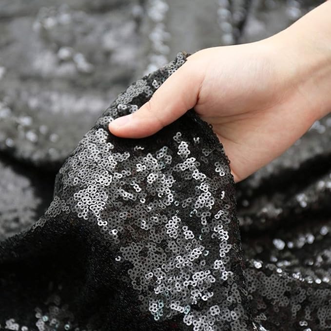 Poise3EHome Black Sequin Backdrop,8FT x 10FT Sequin Photography Backdrop Curtain for Party Decoration