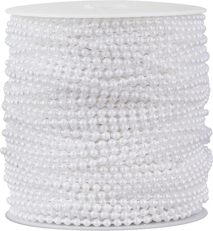 ZPEXRV164 Feet Faux Pearl Beads Garland 3mm Craft String Pearls for Wedding Centerpiece Christmas Tree and Flowers Decoration DIY(White)
