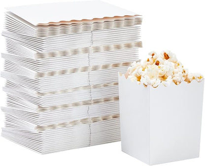 Juvale 100 Pack Mini Popcorn Boxes for Party, Bulk White Popcorn Containers for Movie Night Decorations (3 x 4 In) - Carnival Decor