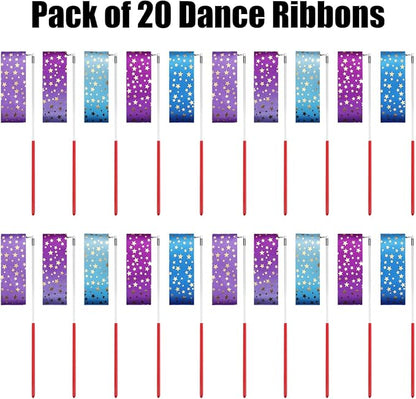 AITIME Ribbon Wands Party Favors for Kids, 20 Pack Rhythmic Gymnastics Ribbon, Girl Birthday ,Outdoor Party Games Supplies, Dance Streamers, Stars Ribbon Dancer