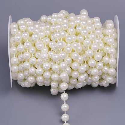 20 Yards/59 Feet Pearl Garland Craft String Pearls, Faux Pearl for Wedding Party Decoration, Christmas Tree Decorations and DIY Crafts (Ivory, 8 mm 59 Feet)