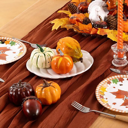 Terracotta Cheesecloth Table Runner 10 Pack Fall Burnt Orange Cheese Cloth Table Runners 120 Inches Rust Thanksgiving Fall Table Decorations for Friendsgiving Wedding Bridal Baby Shower Party
