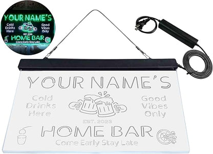 ADVPRO Personalized Your Name Custom Home Bar Beer Established Year Dual Color LED Neon Sign White & Green 12 x 8.5 Inches st6s32-p1-tm-wg