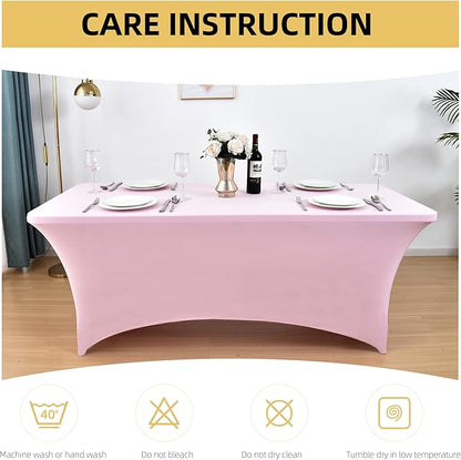 2-Pack 4ft Spandex Table Covers for Rectangular Folding Tables - Wrinkle Resistant Stretch Tight Table Cloths - Ultimate Fitted Table Protector for Parties, Banquet, and Wedding