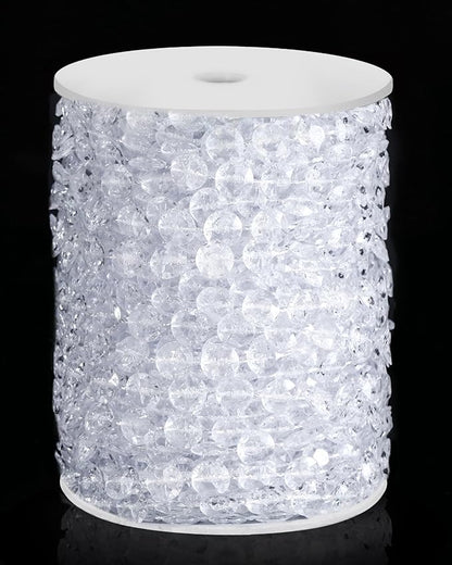 99FT Crystal Garland Strands, Acrylic Clear Crystal Beads String Roll, Diamond-Shaped Crystal Garland for Christmas Tree Wedding Party Decorations Beaded Curtain DIY Crafting Projects