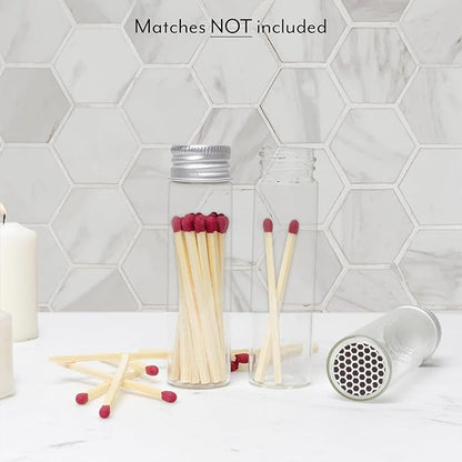 Darware Party Favor Matches Jars (24-Pack): Empty Glass Vials with Strike Stickers for Wedding Favors and DIY Gifts