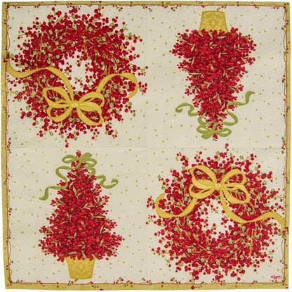 Caspari Pepperberry Paper Cocktail Napkins - Two Packs of 20