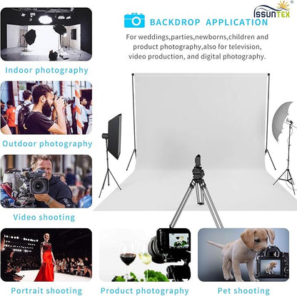 ISSUNTEX 10X20 ft Background Muslin Backdrop, Photo Studio, Collapsible High Density Screen for Video Photography and Television-White