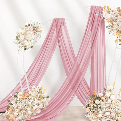 Dusty Rose Wedding Arch Draping Fabric 2 Panels 29" x 20 FT Wedding Drapes for Backdrop Sheer Curtains Drapes for Romantic Bridal Baby Shower Ceremony Birthday Party Fall Outdoor Events