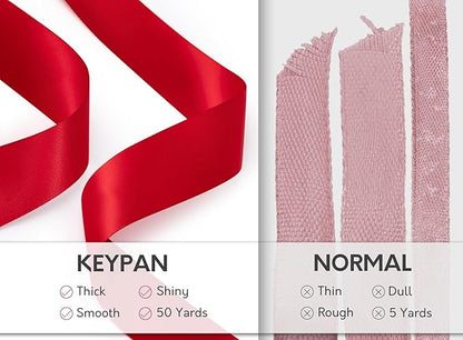 Red Satin Ribbon 1-1/2 Inch x 50 Yards Double-Faced Ribbons for Christmas Gift Wrapping Flower Bouquet Wedding Paper Bows Invitations Crafts