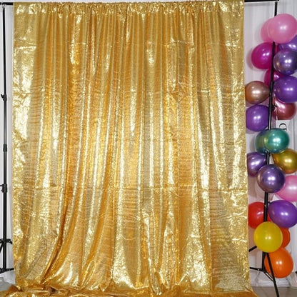 Poise3EHome 10Ft x 10Ft Gold Sequin Backdrop Curtain, Glitter Thick Not See Through Satin Background Drapes, Sparkly Opaque Photography Curtain Backdrop for Wedding Party Decor