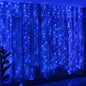 HXWEIYE 300LED Fairy Curtain Lights, 9.8x9.8Ft USB Plug-in 8 Modes Christmas String Hanging Lights with Remote for Bedroom Backdrop Wedding Party Indoor Wall Decor, Blue