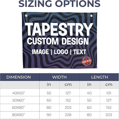 Personalized Tapestry by DreamController | Custom Wall Hanging for Home & Events | Add Your Photo, Text, or Logo | HD Printed Fabric | Made in the USA