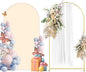 Metal Arch Backdrop Stand and Cover Set, 7.2FT Beige Reusable Spandex Fitted Backdrop Cover and Gold Wedding Arch Frame for Baby Shower, Birthday, Parties Decoration.