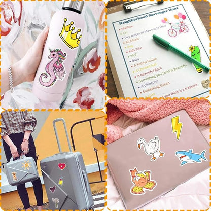 QTL Waterproof Stickers for Girls Cute Stickers for Water Bottles Hydro Flask Kids Teens Waterproof Vinyl Packs 100Pcs