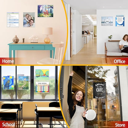 Magnetic Sign Holder 8.5 x 11 - Clear Plastic Frame for Refrigerator, Rigid Paper Holder for Picture Document, Adhesive Frames for Wall Window Door Sign 20 Pack