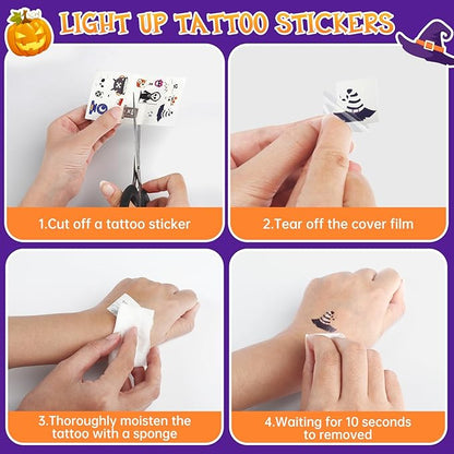 Halloween Bubble Machine Wand for Kids, Light up & Music Pumpkin Bubble Wand-2 Temporary Tattoos and 5 Bubble Solution, Halloween Boo Basket Stuffers for Toddlers Boys & Girls 3 4 5 6 7 8 + Years Old
