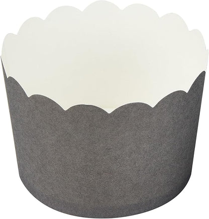 Panificio 10 Ounce Cupcake Wrappers, 200 Scalloped Baking Cups - Oven-Ready, Greaseproof, Gray Paper Cupcake Liners, Disposable, For Birthdays, Baby Showers, Or Weddings - Restaurantware