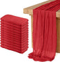 12 Pack Cheesecloth Table Runner 10Ft Christmas Gauze Boho Table Runners for Wedding Decor Bridal Shower Decorations Baby Shower Party(35" x 120")(Red)